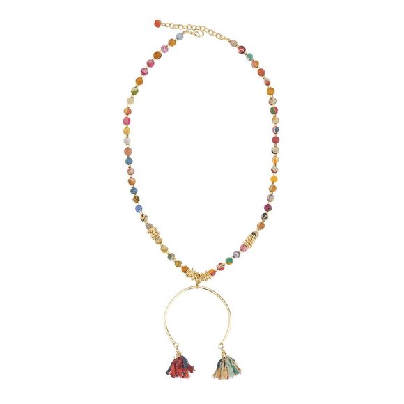 NWT World Finds Kantha Horseshoe Necklace - Picture 3 of 3